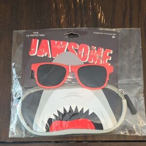 Pulse Jawsome Kids Sunglasses with Shark Case - Red and Gray